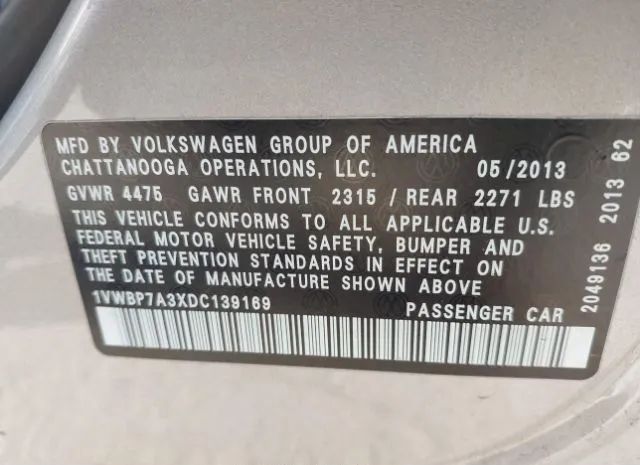 Photo 8 VIN: 1VWBP7A3XDC139169 - VOLKSWAGEN PASSAT 