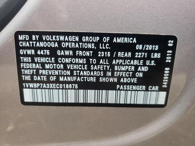 Photo 9 VIN: 1VWBP7A3XEC018675 - VOLKSWAGEN PASSAT 