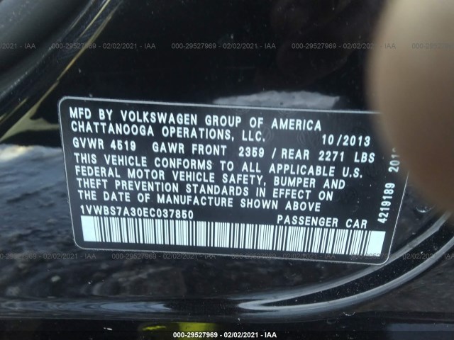 Photo 8 VIN: 1VWBS7A30EC037850 - VOLKSWAGEN PASSAT 