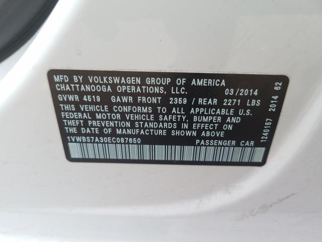 Photo 9 VIN: 1VWBS7A30EC087650 - VOLKSWAGEN PASSAT 