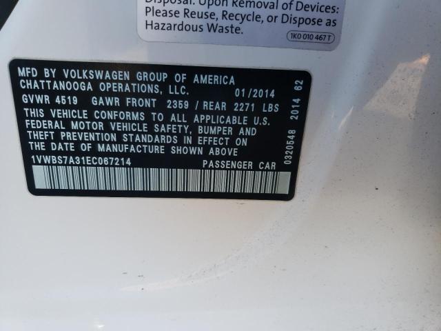 Photo 9 VIN: 1VWBS7A31EC067214 - VOLKSWAGEN PASSAT 