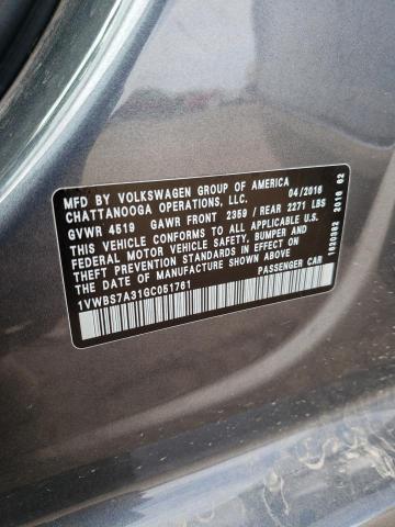 Photo 12 VIN: 1VWBS7A31GC051761 - VOLKSWAGEN PASSAT 