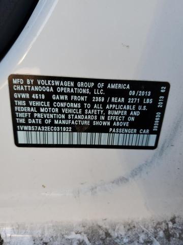 Photo 9 VIN: 1VWBS7A32EC031922 - VOLKSWAGEN PASSAT 