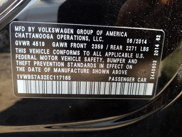 Photo 9 VIN: 1VWBS7A32EC117165 - VOLKSWAGEN PASSAT 