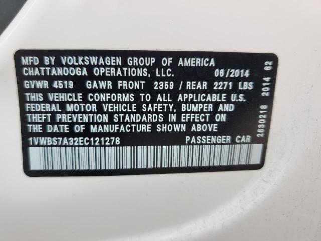 Photo 11 VIN: 1VWBS7A32EC121278 - VOLKSWAGEN PASSAT SE 