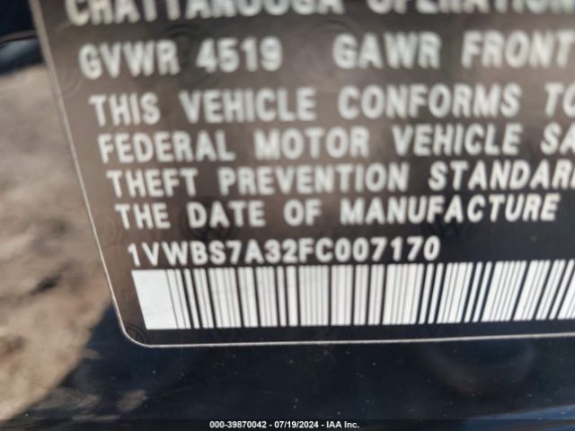 Photo 8 VIN: 1VWBS7A32FC007170 - VOLKSWAGEN PASSAT 