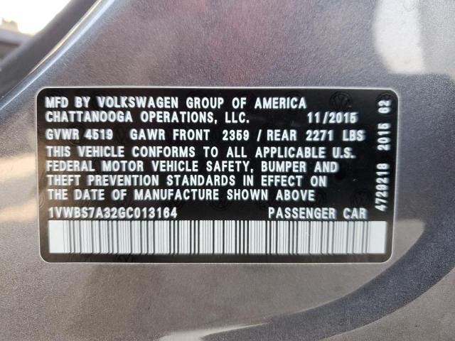 Photo 9 VIN: 1VWBS7A32GC013164 - VOLKSWAGEN PASSAT 