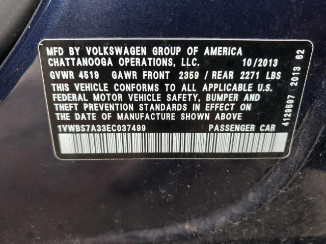 Photo 9 VIN: 1VWBS7A33EC037499 - VOLKSWAGEN PASSAT SE 