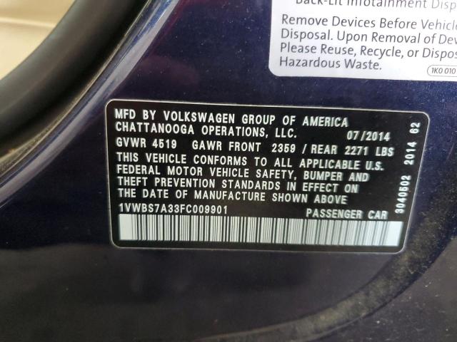 Photo 11 VIN: 1VWBS7A33FC009901 - VOLKSWAGEN PASSAT SE 