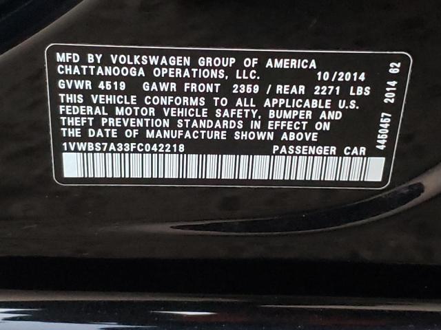 Photo 9 VIN: 1VWBS7A33FC042218 - VOLKSWAGEN PASSAT 