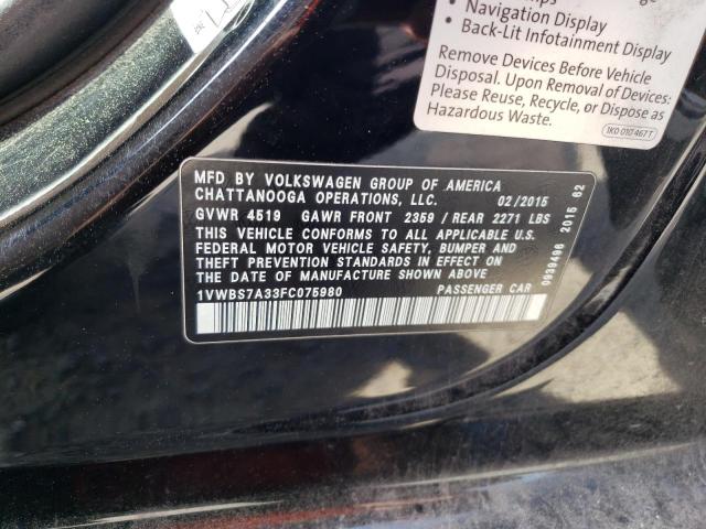 Photo 11 VIN: 1VWBS7A33FC075980 - VOLKSWAGEN PASSAT 