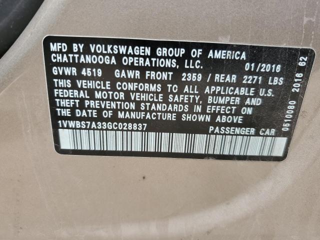 Photo 11 VIN: 1VWBS7A33GC028837 - VOLKSWAGEN PASSAT SE 