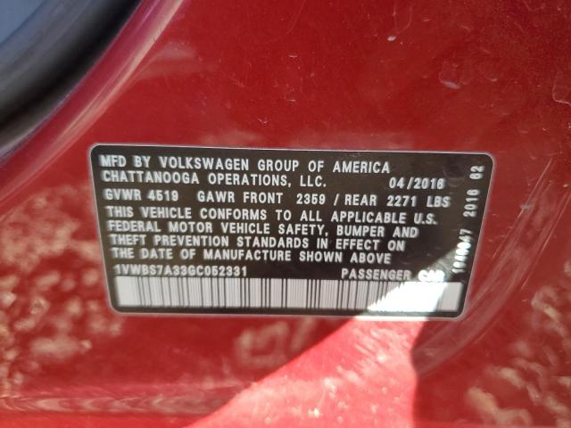 Photo 11 VIN: 1VWBS7A33GC052331 - VOLKSWAGEN PASSAT SE 