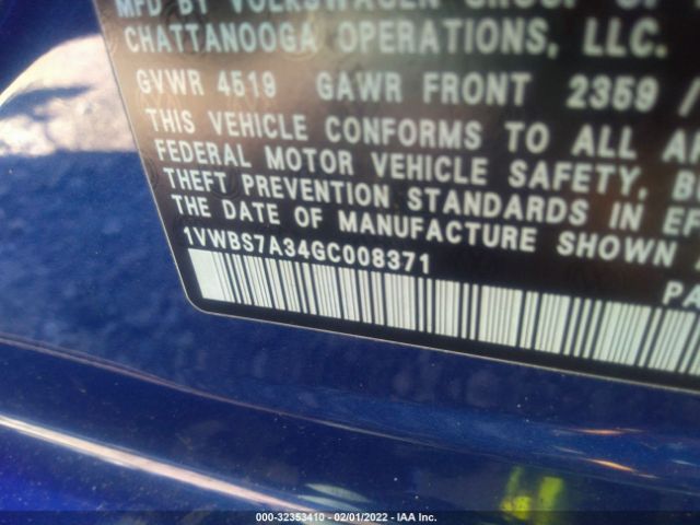 Photo 8 VIN: 1VWBS7A34GC008371 - VOLKSWAGEN PASSAT 