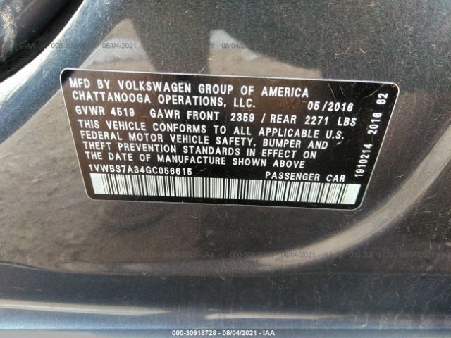 Photo 8 VIN: 1VWBS7A34GC056615 - VOLKSWAGEN PASSAT 