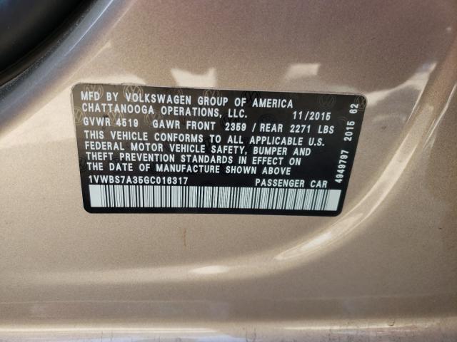 Photo 9 VIN: 1VWBS7A35GC016317 - VOLKSWAGEN PASSAT 