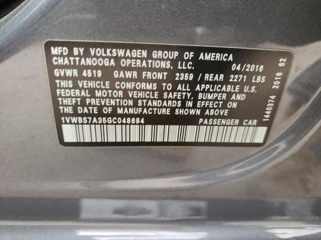 Photo 9 VIN: 1VWBS7A35GC048684 - VOLKSWAGEN PASSAT 