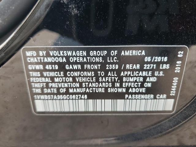 Photo 12 VIN: 1VWBS7A35GC062746 - VOLKSWAGEN PASSAT 