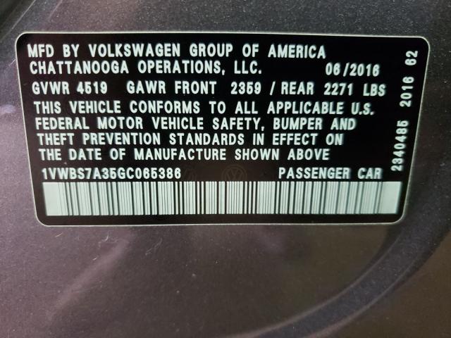 Photo 9 VIN: 1VWBS7A35GC065386 - VOLKSWAGEN PASSAT 