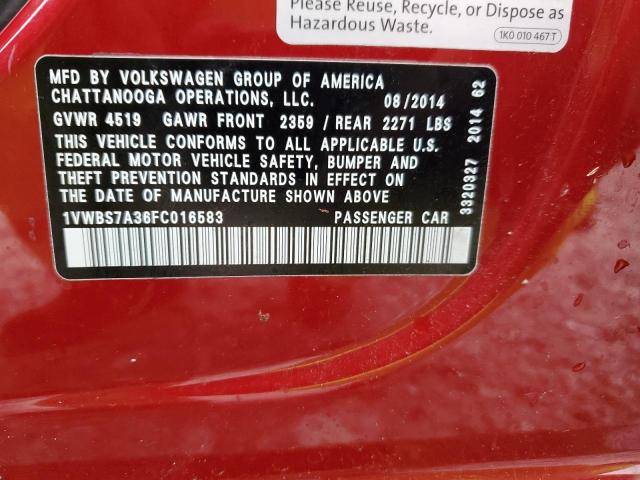 Photo 11 VIN: 1VWBS7A36FC016583 - VOLKSWAGEN PASSAT 