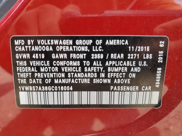 Photo 11 VIN: 1VWBS7A36GC016004 - VOLKSWAGEN PASSAT SE 