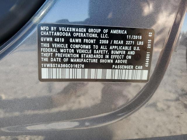 Photo 11 VIN: 1VWBS7A36GC016276 - VOLKSWAGEN PASSAT SE 