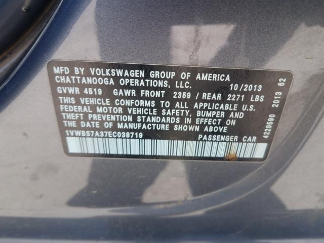 Photo 9 VIN: 1VWBS7A37EC038719 - VOLKSWAGEN PASSAT 