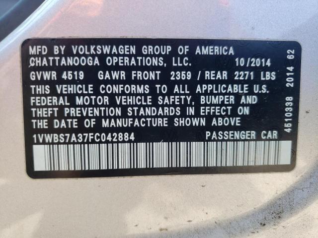 Photo 11 VIN: 1VWBS7A37FC042884 - VOLKSWAGEN PASSAT 