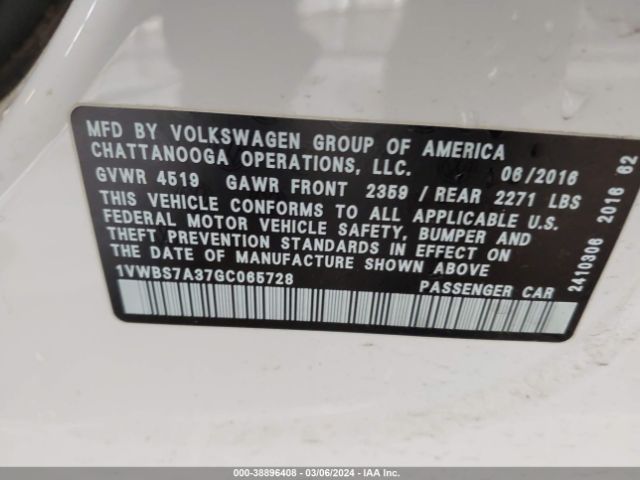 Photo 8 VIN: 1VWBS7A37GC065728 - VOLKSWAGEN PASSAT 