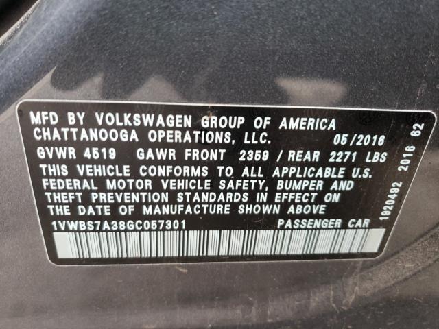 Photo 9 VIN: 1VWBS7A38GC057301 - VOLKSWAGEN PASSAT 