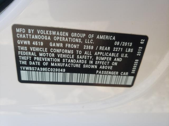 Photo 9 VIN: 1VWBS7A39EC029049 - VOLKSWAGEN PASSAT 