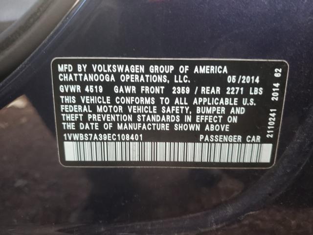 Photo 9 VIN: 1VWBS7A39EC108401 - VOLKSWAGEN PASSAT SE 