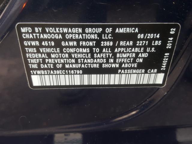 Photo 9 VIN: 1VWBS7A39EC116790 - VOLKSWAGEN PASSAT 