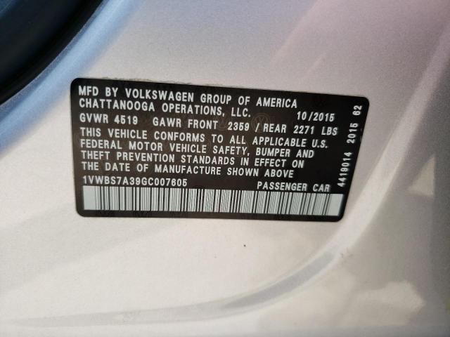 Photo 11 VIN: 1VWBS7A39GC007605 - VOLKSWAGEN PASSAT 