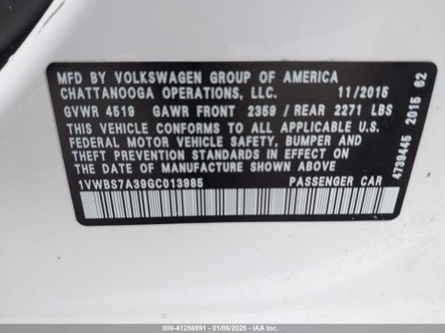 Photo 8 VIN: 1VWBS7A39GC013985 - VOLKSWAGEN PASSAT 