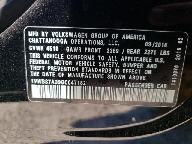 Photo 9 VIN: 1VWBS7A39GC047182 - VOLKSWAGEN PASSAT 