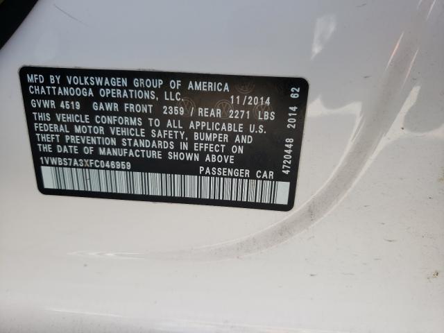 Photo 9 VIN: 1VWBS7A3XFC046959 - VOLKSWAGEN PASSAT SE 