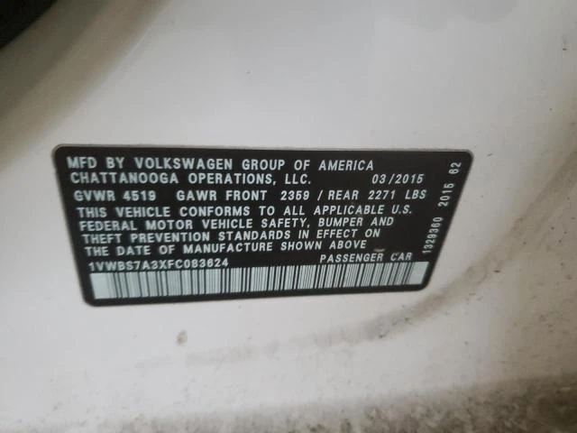 Photo 11 VIN: 1VWBS7A3XFC083624 - VOLKSWAGEN PASSAT SE 