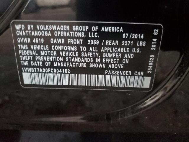 Photo 12 VIN: 1VWBT7A30FC004152 - VOLKSWAGEN PASSAT SE 