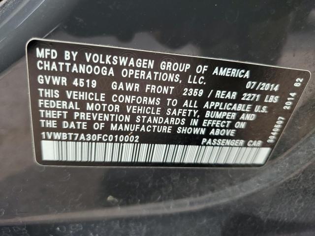 Photo 12 VIN: 1VWBT7A30FC010002 - VOLKSWAGEN PASSAT 