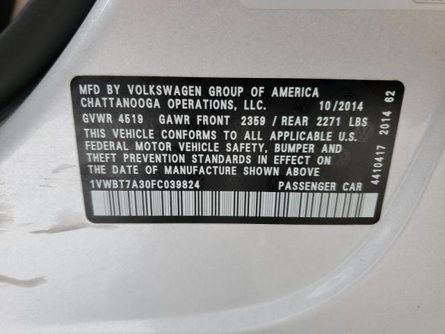 Photo 11 VIN: 1VWBT7A30FC039824 - VOLKSWAGEN PASSAT 