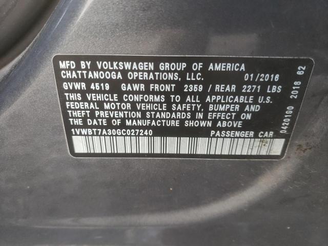 Photo 9 VIN: 1VWBT7A30GC027240 - VOLKSWAGEN PASSAT 