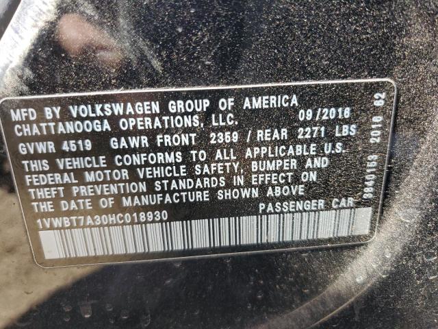 Photo 12 VIN: 1VWBT7A30HC018930 - VOLKSWAGEN PASSAT SE 