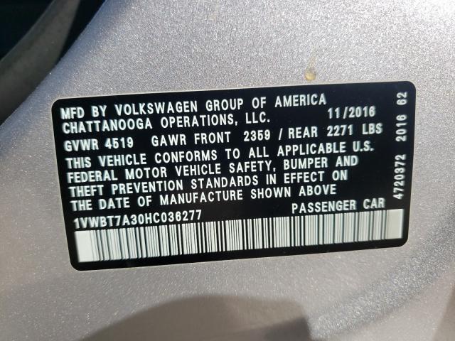 Photo 9 VIN: 1VWBT7A30HC036277 - VOLKSWAGEN PASSAT 