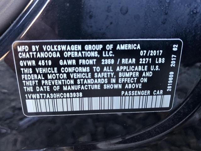 Photo 12 VIN: 1VWBT7A30HC083938 - VOLKSWAGEN PASSAT SE 