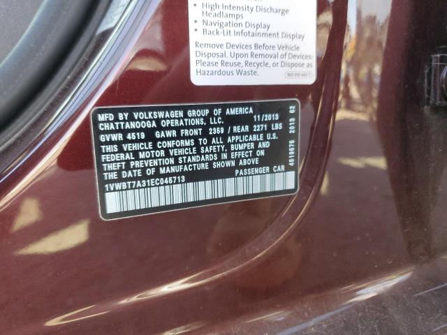 Photo 12 VIN: 1VWBT7A31EC045713 - VOLKSWAGEN PASSAT SE 