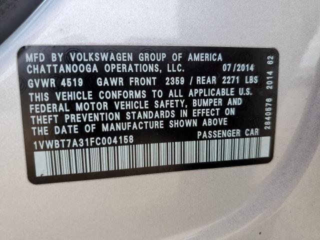 Photo 11 VIN: 1VWBT7A31FC004158 - VOLKSWAGEN PASSAT 