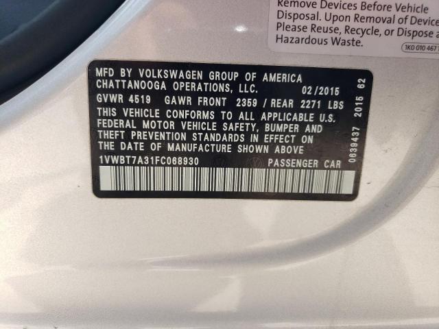 Photo 11 VIN: 1VWBT7A31FC068930 - VOLKSWAGEN PASSAT 