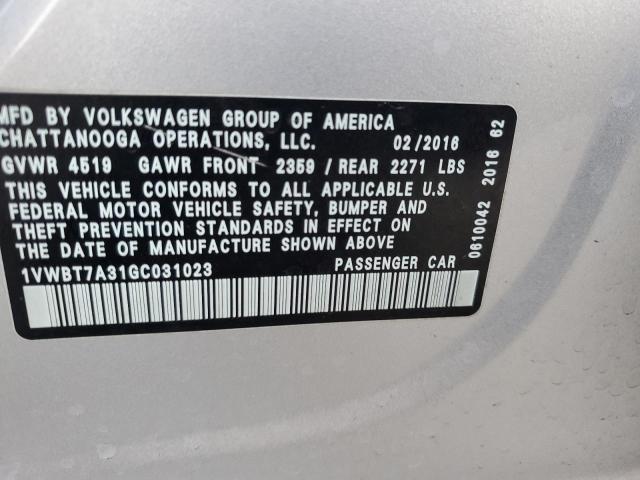 Photo 11 VIN: 1VWBT7A31GC031023 - VOLKSWAGEN PASSAT SE 