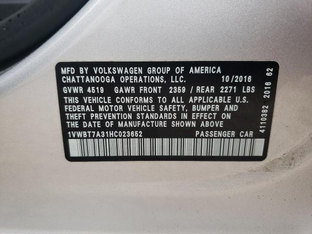 Photo 11 VIN: 1VWBT7A31HC023652 - VOLKSWAGEN PASSAT 